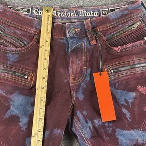 Rock Revival Elroy Skinny Moto Mens Acid Wash Biker Jeans Pant Size 34 X 34